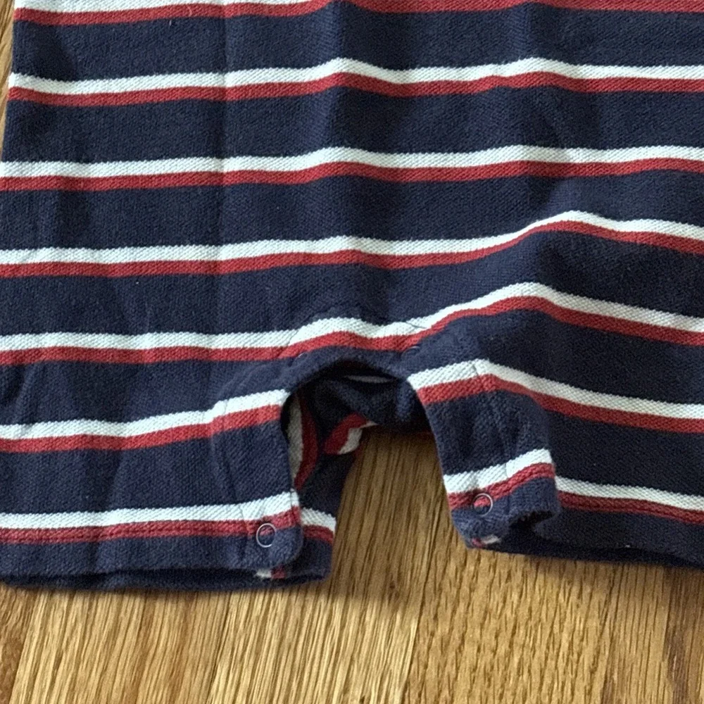 Polo Ralph Lauren Romper Boys Preppy  Striped Blue Red 9 Months